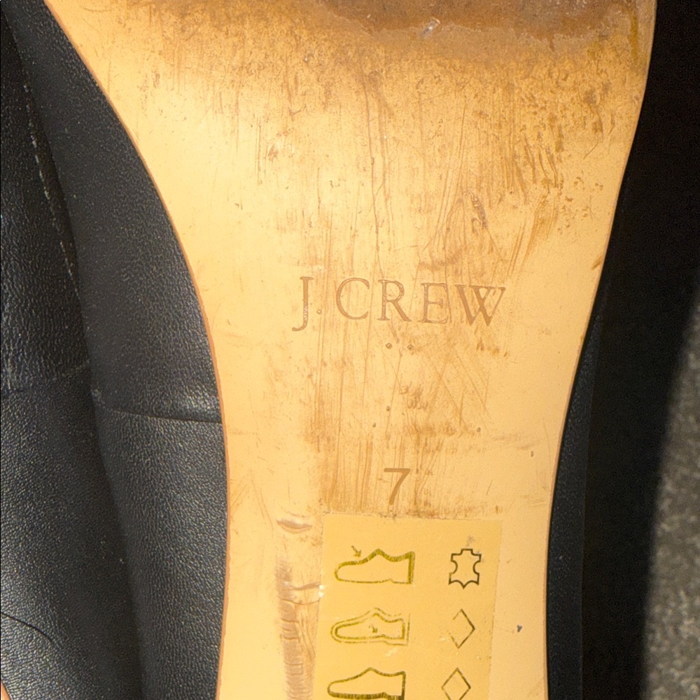 J. Crew Black Leather Low Block Heel Ballet Pumps - size 7 - Picture 7 of 7